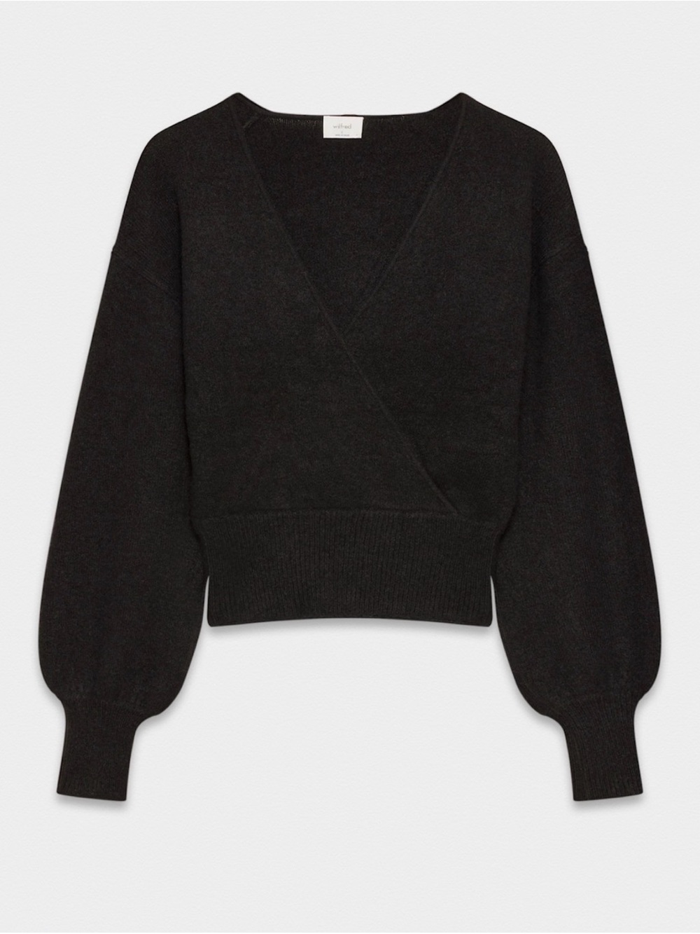 Aritzia Wilfred Black SoftSpoke Dear Wrap Sweater